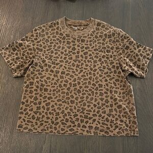 Abercrombie & Fitch Brown Leopard Print Short Sleeve Tee